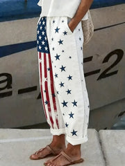 Women's Independence Day American Flag Print Casual Long Pants
