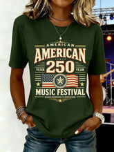 Women American 250 Music Festival 3D Print Crew Neck T-shirt