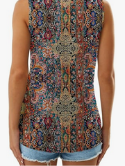 Vintage V Neck Abstract Boho Graphic Sleeveless Tank Top