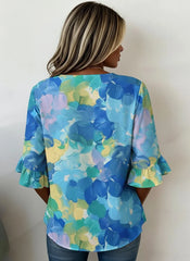 V Neck Half Sleeve Floral Regular Regular Fit Blouse For Women