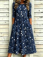 Women Floral Summer Dress Half Sleeve A-Line Dress