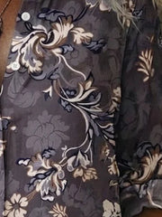 Purple Vintage Floral Shirt Collar Long Sleeve Button Down Loose Shirt With Side Pockets