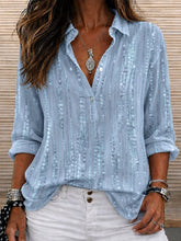 Blue Dot Abstract Shawl Collar Long Sleeve Shirt