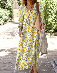 Women's Vintage Floral Pattern Art Print Casual Cotton Dress