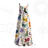 Rainbow Magic Cats Wide Strap Flowy Maxi Dress