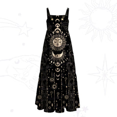 Lunar Eclipse Wide Strap Flowy Maxi Dress