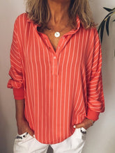 Casual Long Sleeve Stripe Collared Buttons Shirts
