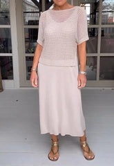Casual Cotton Slip Dress and Cutout Shirt Two-Piece Set