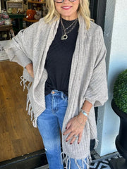 Solid Color Tassel Cardigan Wrap