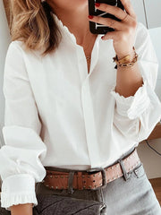 White Commuter Long Sleeved Basic Shirt