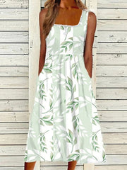 Flower U-neck Comfy Maxi Dress