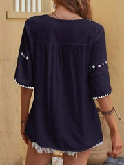 Crew Neck Casual Floral Blouse