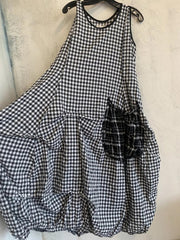 Women's Checkered Summer Pockets Midi Dress