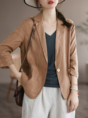 Plain Lapel Collar Casual Loose Fit Blazer