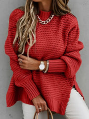 Yarn/Wool Yarn Plain Long Sleeve Comfy Casual Sweater