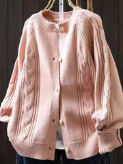Plain Wool/Knitting Casual Loose Cardigan