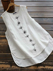 Women's Floral Print Sleeveless Crew Neck Tank Top