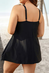 Solid Color Side Slit Deep V Spaghetti Straps Swimdress