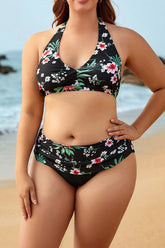 Floral Print Halter High Waist Bikini Set