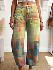 Women's Geometry Color Gradient Art Print Casual Trousers With Pockets
