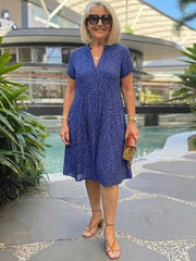 Dreamy Blue Short Sleeve Midi Dress