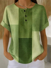 Casual Colour Block Short Sleeve Blouse