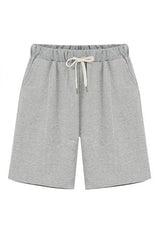 Solid Color with Pockets Elastic Waist Shorts
