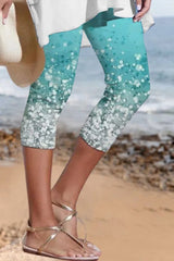 Gradient Color Beach Cropped Leggings