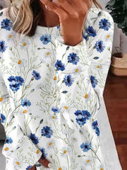 Floral Print Round Neck Long Sleeves Sweatshirt
