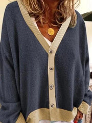 Plain V-neck Buttons Long Sleeves Sweater Cardigan
