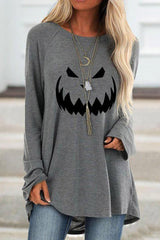 Halloween Pumpkin Print Crew Neck Long Sleeves Sweatshirt