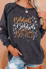 Halloween Letter Print Crew Neck Long Sleeves Sweatshirt