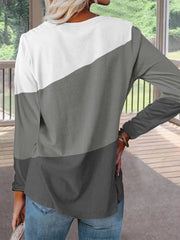 Color Block Round Neck Long Sleeves Sweatshirt