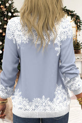 Christmas Snowman Print Round Neck Long Sleeves Sweatshirt