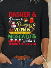 Christmas Alphabet Print Crew Neck Long Sleeves Sweatshirt