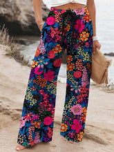 Women's High Waist Printed Wide Leg Pants with Elastic Waistband, Soft & Breathable, Regular Fit for Vacation, Street & Daily Wear in Spring and Autumn