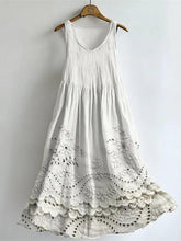 Cottage Floral Print Flowy Linen Tank Dress