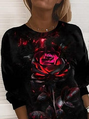 Loose Casual Floral Print Sweatshirt