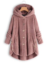 Solid Color Buttons Hooded Long Sleeves Warm Coat