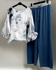 Floral Print Casual Long Sleeves Two Piece Set