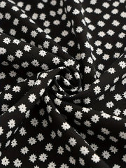 Polka Dot Floral Drawstring Waist Straight Capri Pants