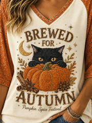 Casual Text Letters V Neck Half Sleeve T-shirt