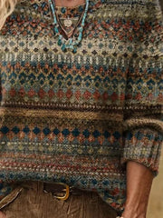 Women Ethnic Long Sleeve Comfy Casual Printing Sweater