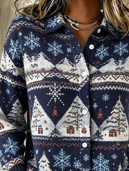Casual Vintage Shawl Collar Knit Top