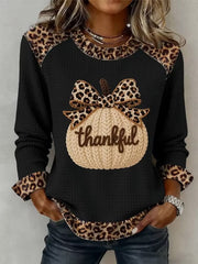 Casual Leopard Crew Neck Long Sleeve Sweatshirt