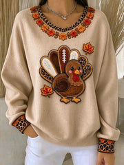 Casual Leopard Crew Neck Long Sleeve Sweatshirt