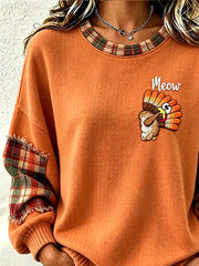 Regular Fit Casual Playful Turkey Printing Sweatshirt