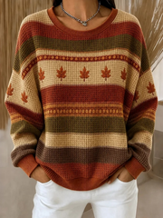 Women's Vintage Maple Leaf Print Casual Sweatshirt