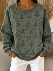 Casual Snowflake Crew Neck Long Sleeve Sweatshirt