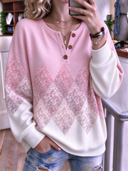 Vintage Abstract Henley Collar Long Sleeve Sweatshirt